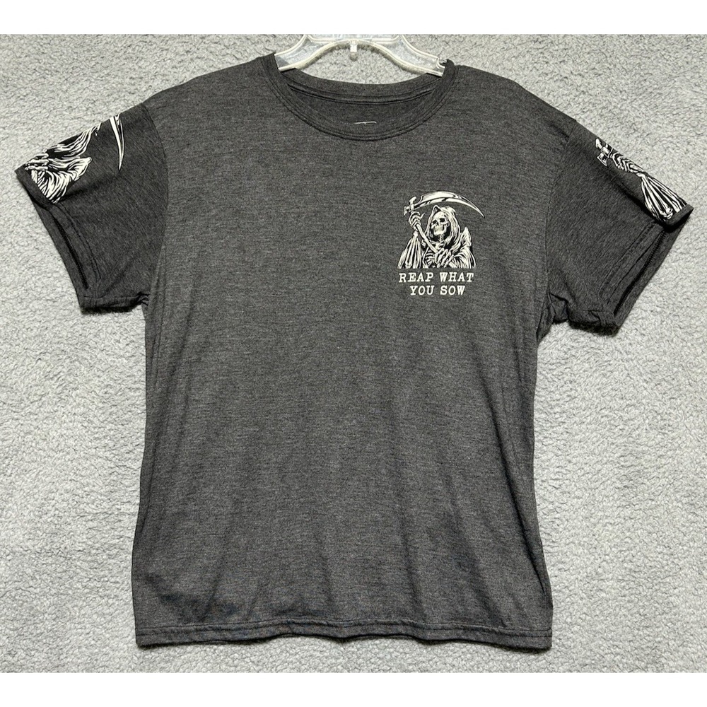 Fresh Laundry Grim Reaper T-Shirt‎ Mens Medium Gray Halloween Reap What You Sow